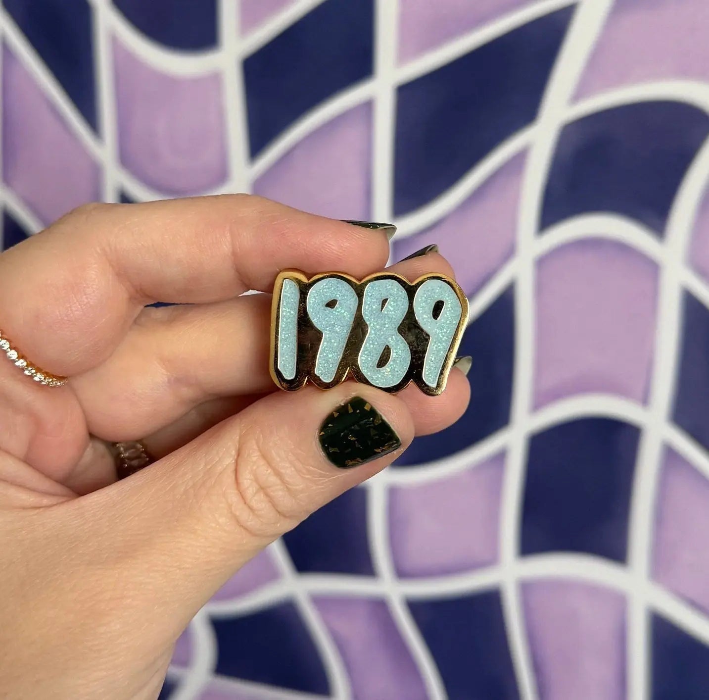 1989 blue glitter enamel pin - MangoIllustrated - Accessories