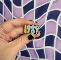 1989 blue glitter enamel pin - MangoIllustrated - Accessories