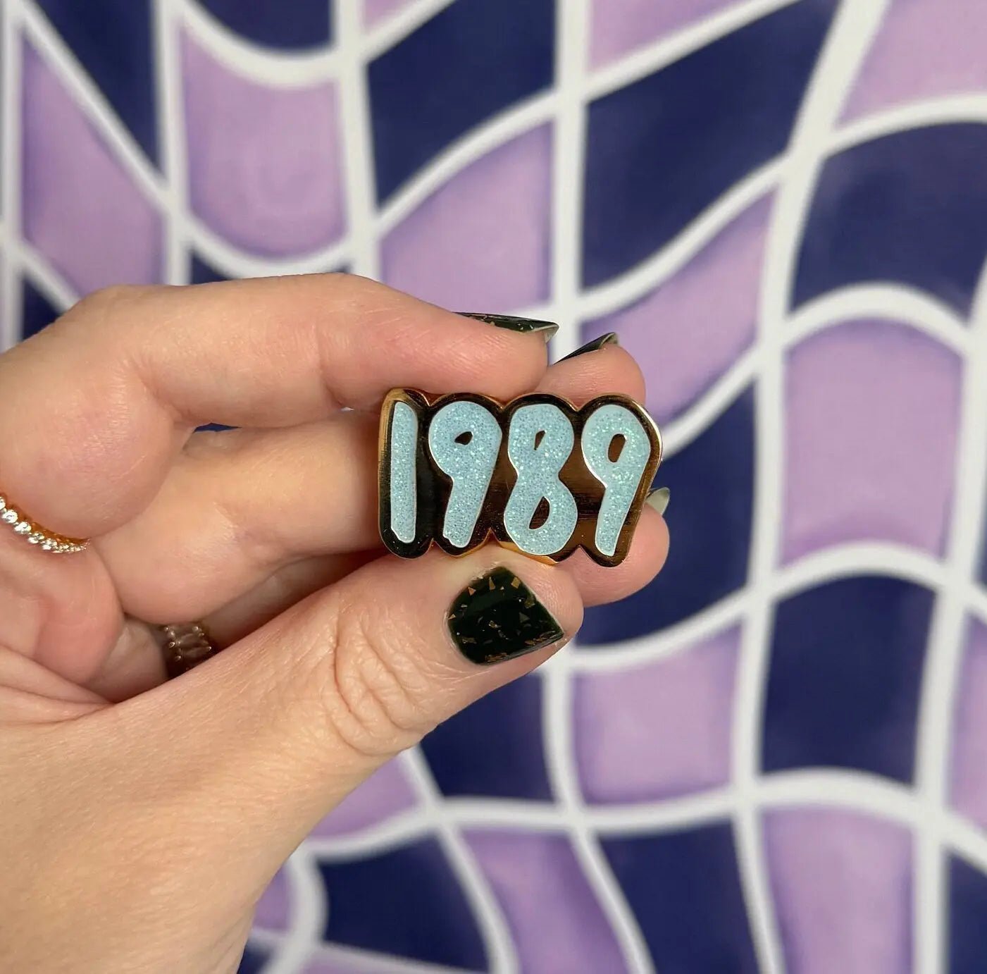 1989 blue glitter enamel pin - MangoIllustrated - Accessories