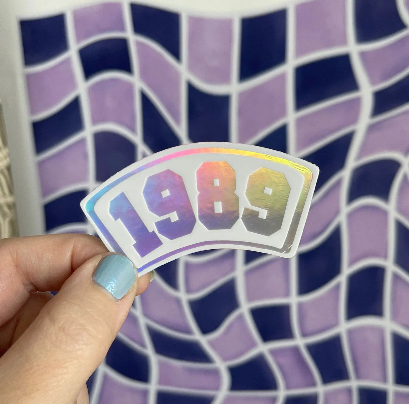 1989 Collegiate white holographic sticker - MangoIllustrated - Sticker