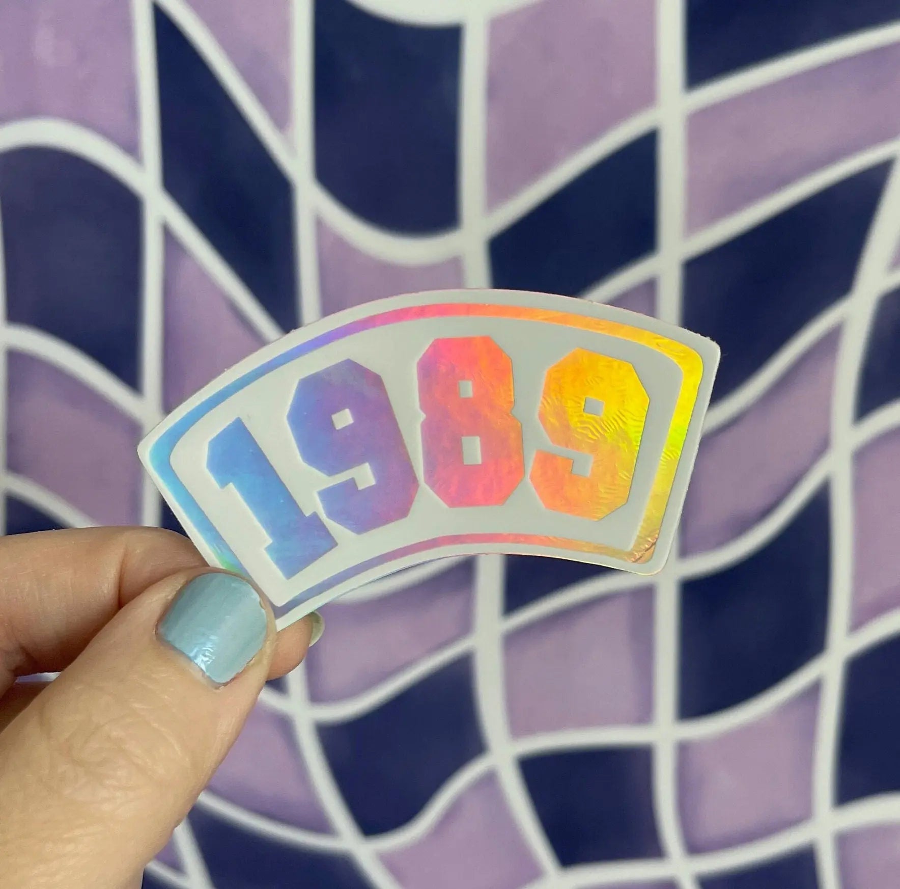 1989 Collegiate white holographic sticker - MangoIllustrated - Sticker