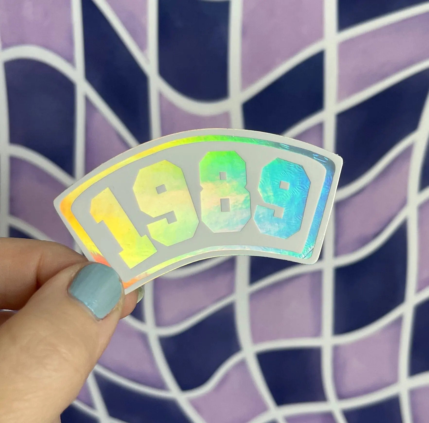 1989 Collegiate white holographic sticker - MangoIllustrated - Sticker