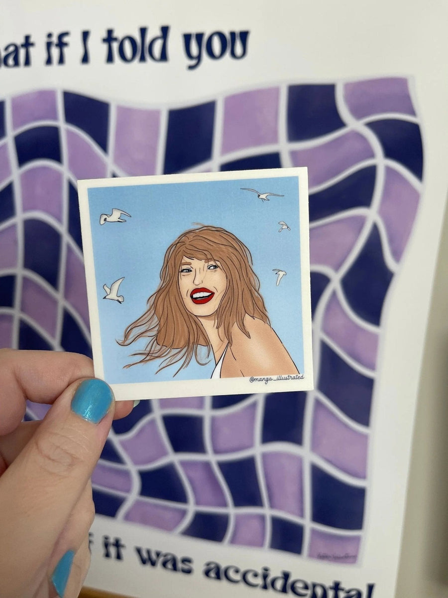 1989 portrait photo sticker - MangoIllustrated - Sticker