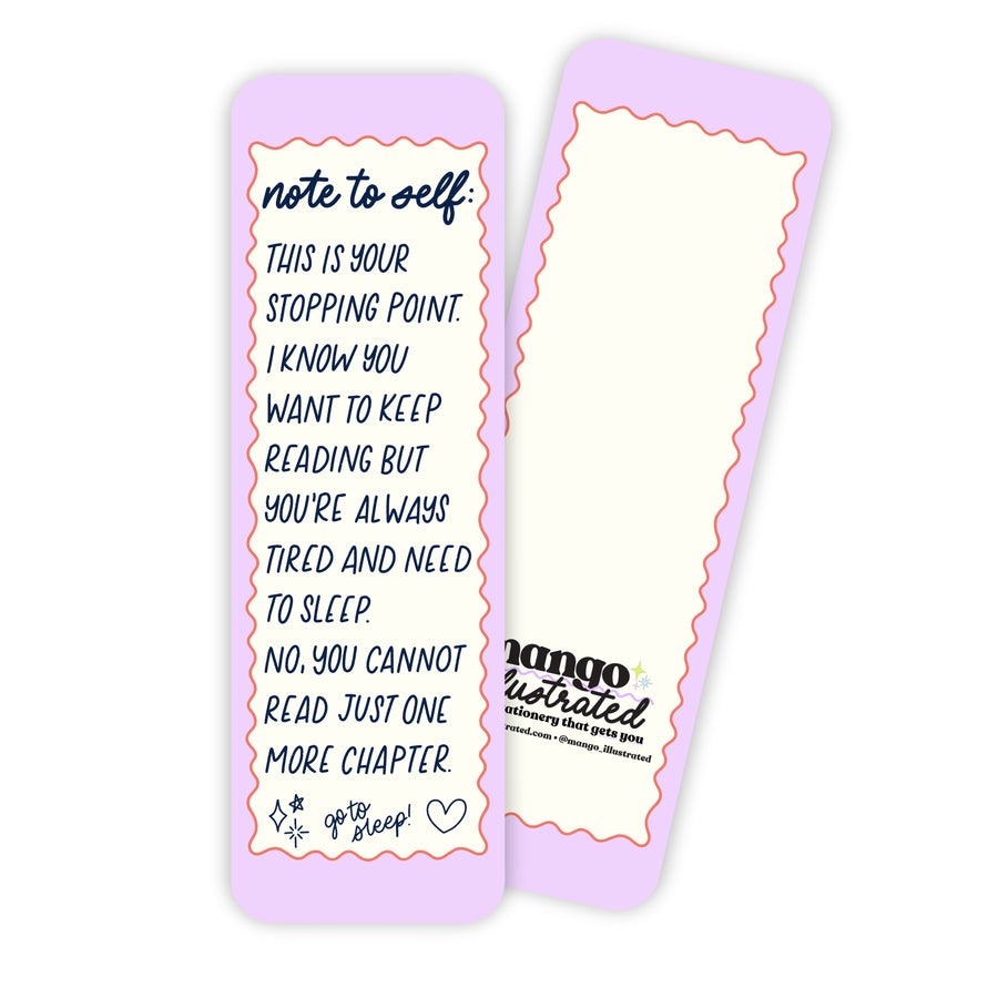 Note to Self Stopping Point illustrated bookmark badge — hand lettered stopping point bookmark by MangoIllustrated