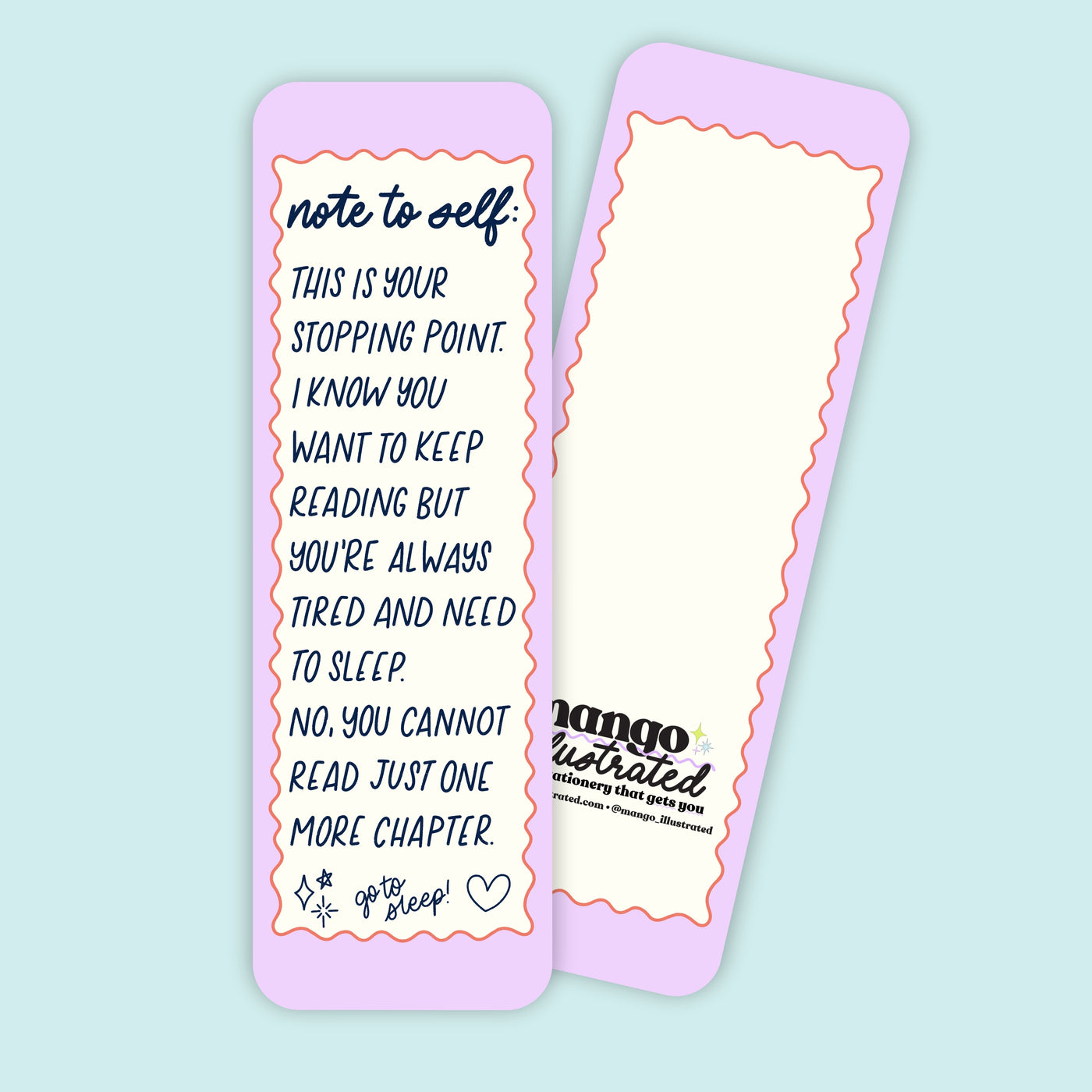 Note to Self Stopping Point bookmark styled — illustrated bookmark for late night readers by MangoIllustrated