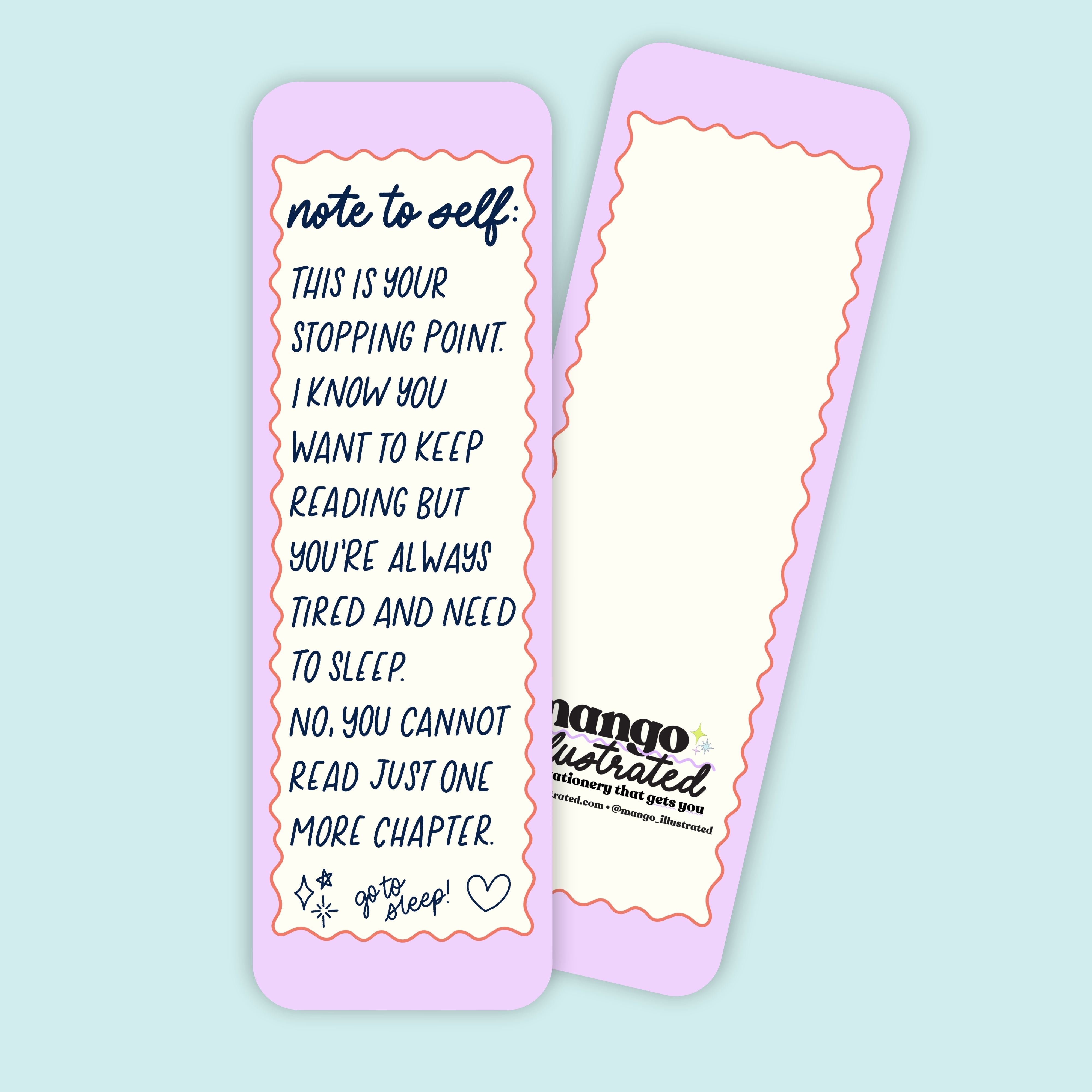 Note to Self Stopping Point bookmark styled — illustrated bookmark for late night readers by MangoIllustrated