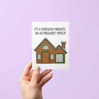 Affordable Gingerbread House card detail — millennial humor Christmas greeting card by MangoIllustrated