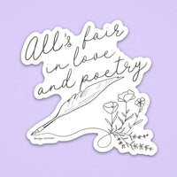 All's Fair in Love and Poetry sticker - large lettering MangoIllustrated