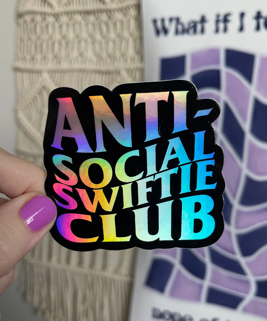 Anti-Social Swiftie Club holographic sticker MangoIllustrated