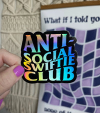 Anti-Social Swiftie Club holographic sticker MangoIllustrated