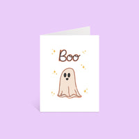 BOO Ghost halloween card MangoIllustrated