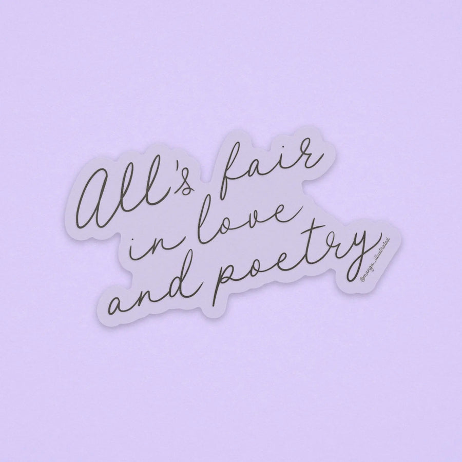 CLEAR All's Fair in Love and Poetry sticker MangoIllustrated
