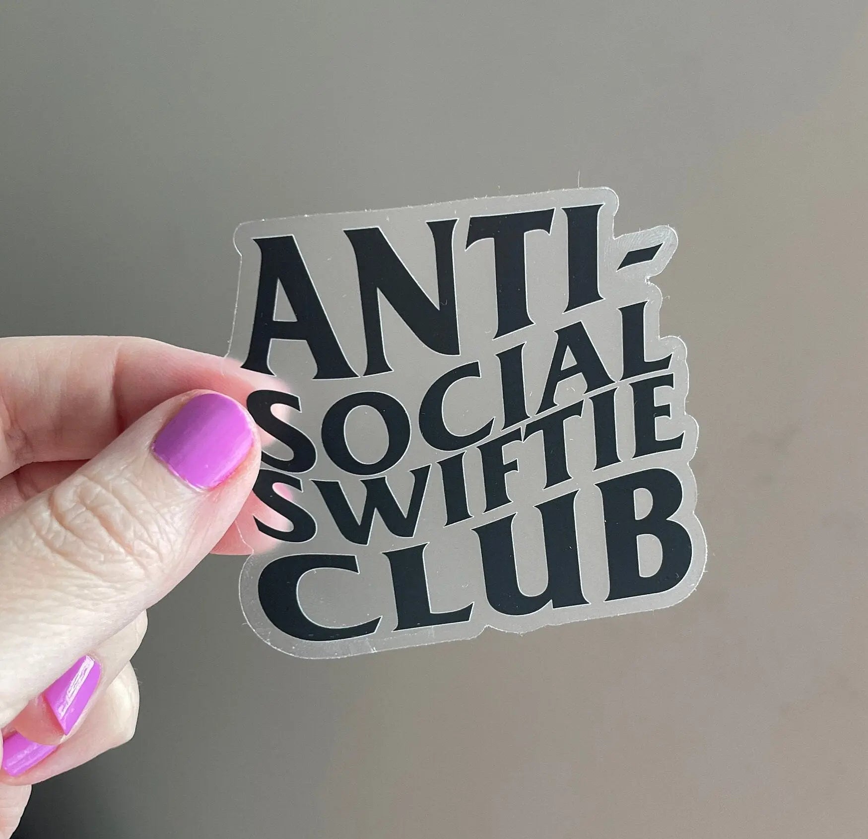 CLEAR Anti-Social Swiftie Club sticker MangoIllustrated