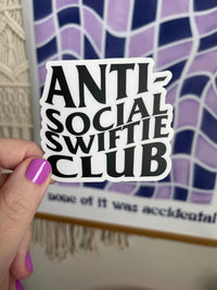 CLEAR Anti-Social Swiftie Club sticker MangoIllustrated