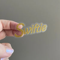 CLEAR Gold Swiftie Barbie-style sticker MangoIllustrated
