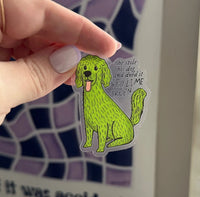 CLEAR Key Lime Green Dog sticker MangoIllustrated