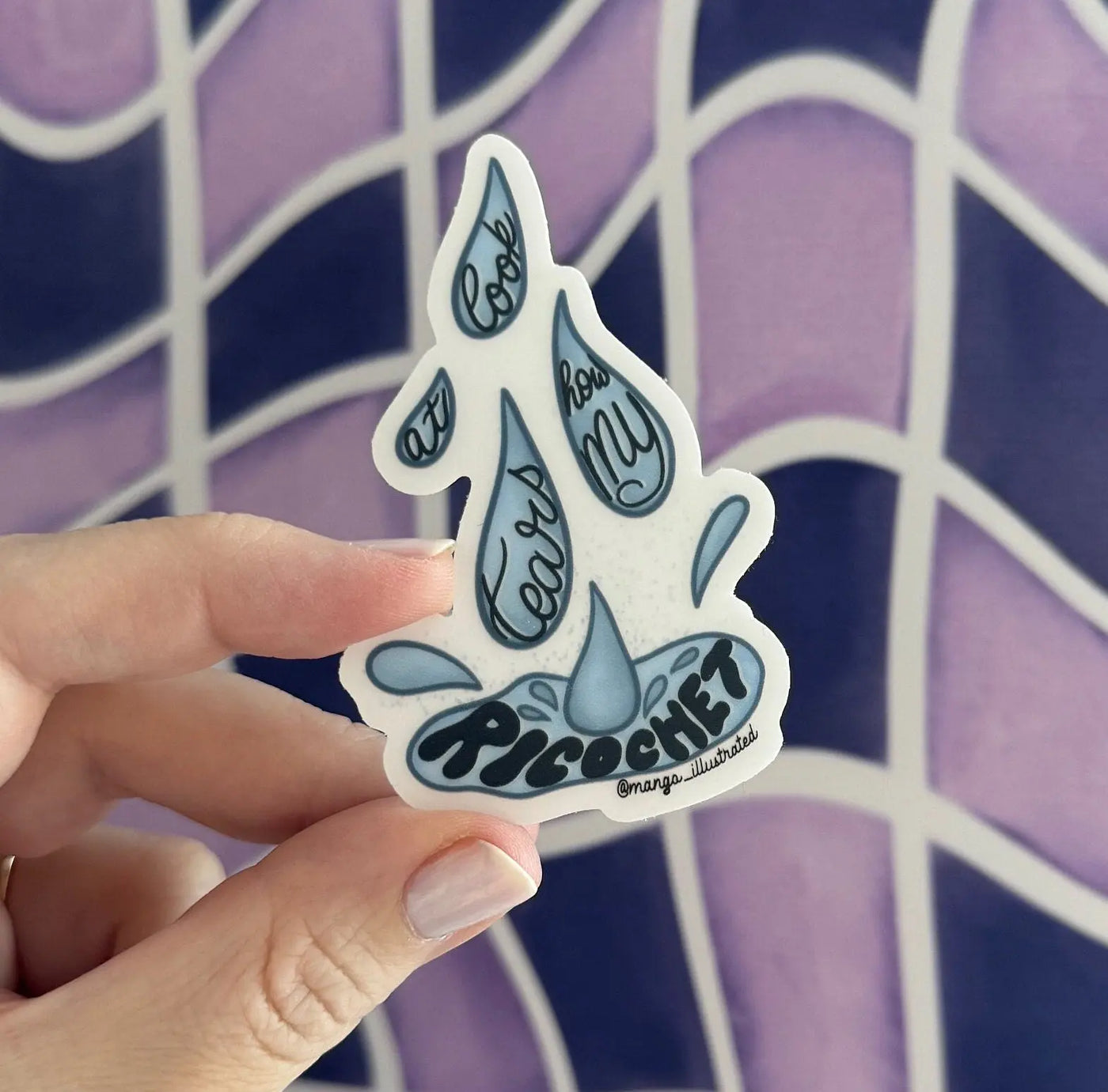 CLEAR Look At How My Tears Ricochet sticker MangoIllustrated
