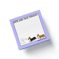 Gotta Herd Those Thoughts corgi sticky notes detail — hand drawn corgi illustration by MangoIllustrated