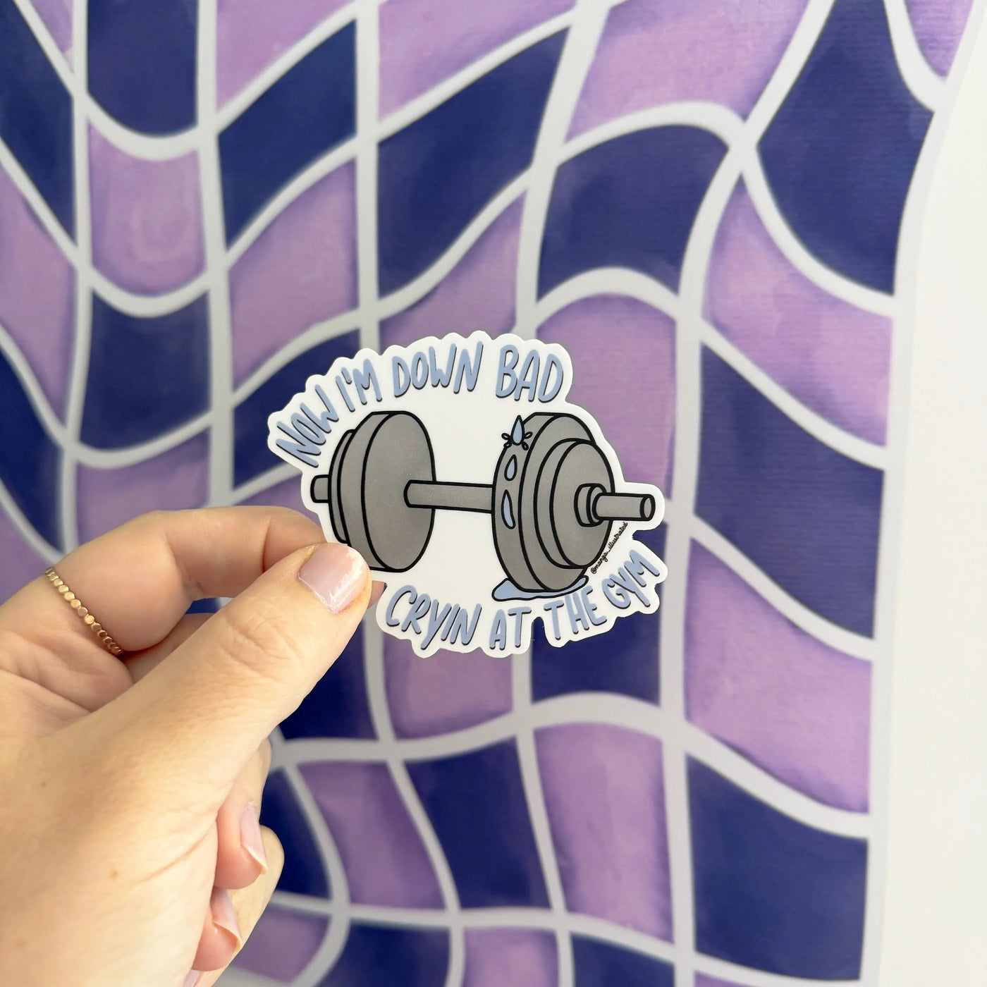 Down Bad crying at the gym sticker MangoIllustrated
