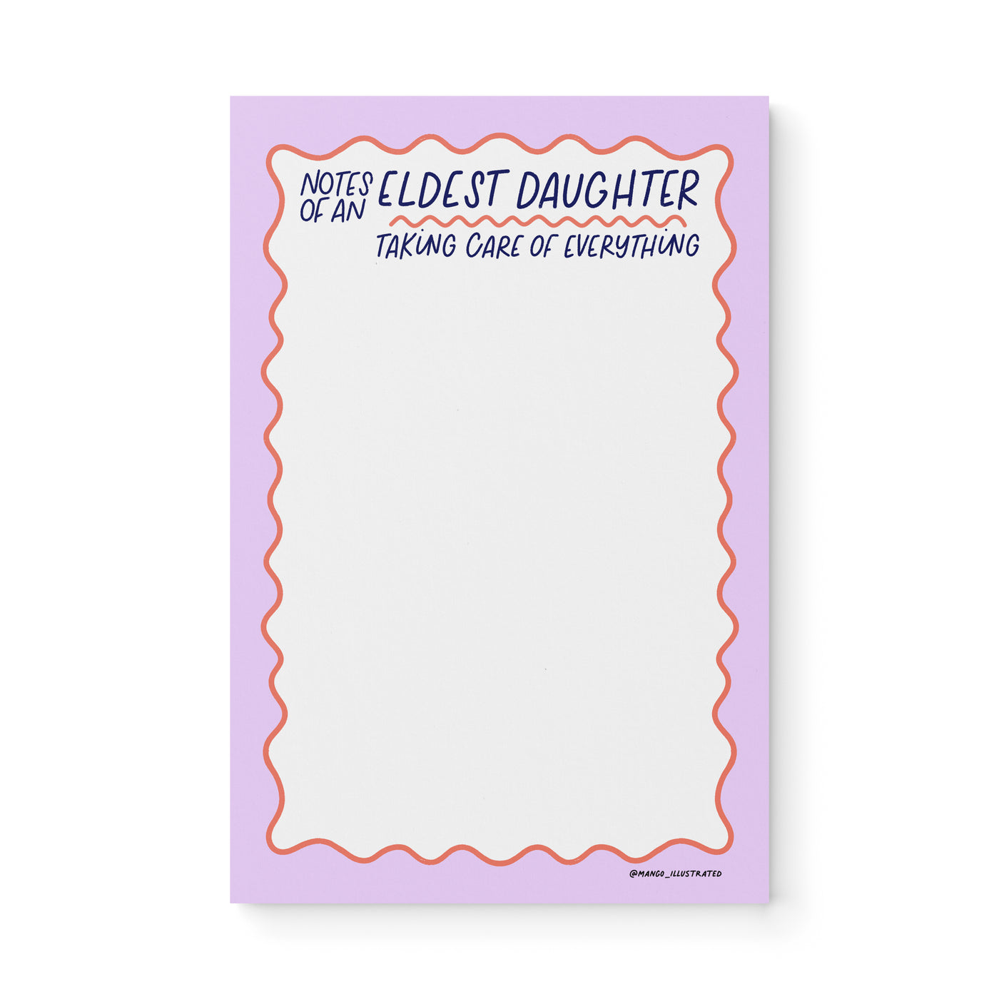 Eldest Daughter notepad — illustrated to do list notepad for eldest daughters, 8.5 x 5.5 in, by MangoIllustrated