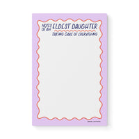 Eldest Daughter notepad — illustrated to do list notepad for eldest daughters, 8.5 x 5.5 in, by MangoIllustrated