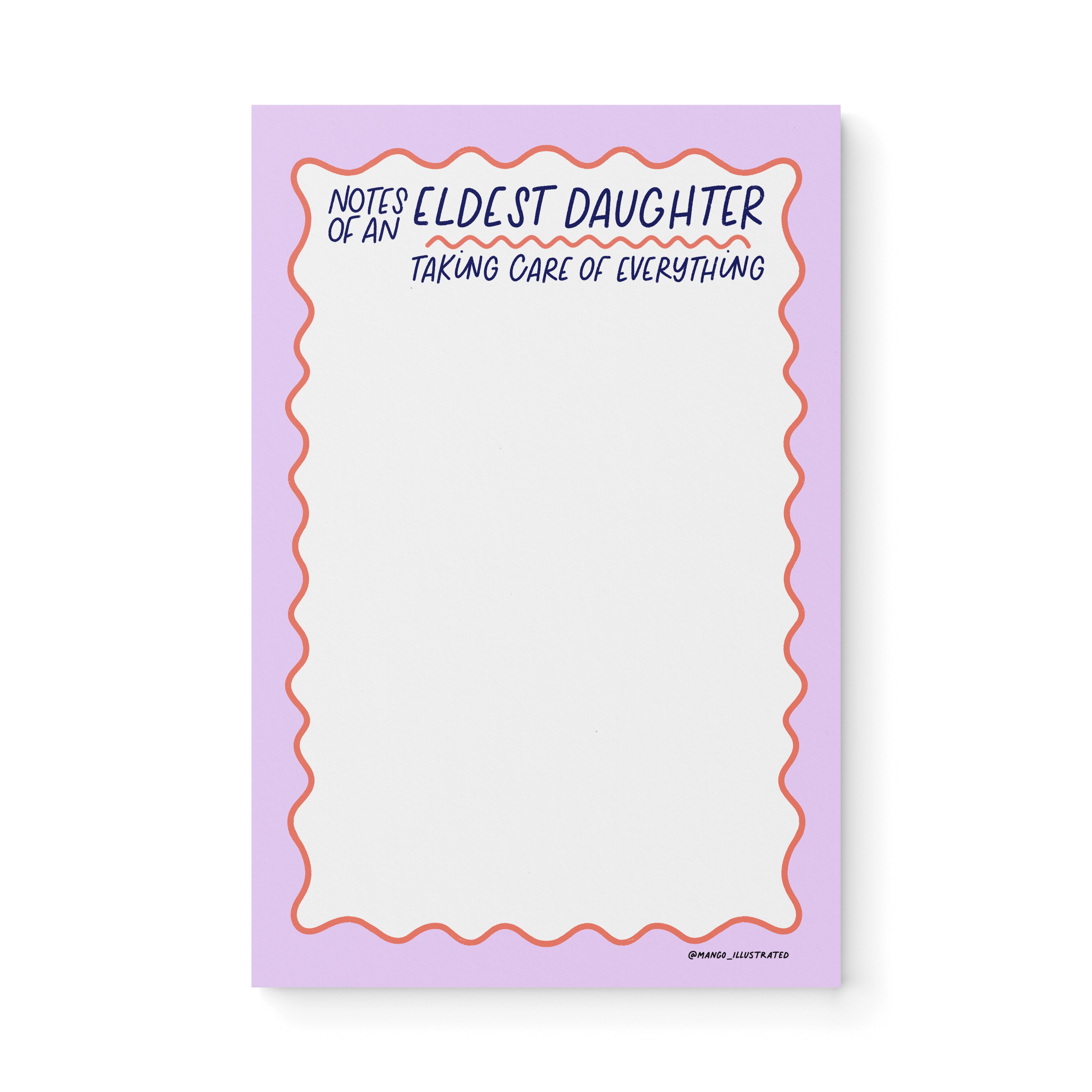 Eldest Daughter notepad — illustrated to do list notepad for eldest daughters, 8.5 x 5.5 in, by MangoIllustrated