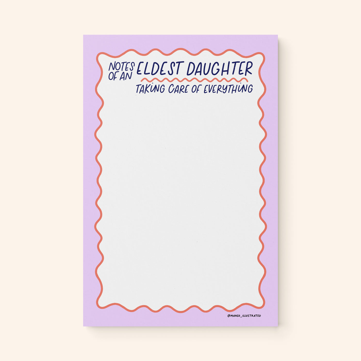 Eldest Daughter notepad flat lay — funny relatable eldest daughter gift by indie artist MangoIllustrated