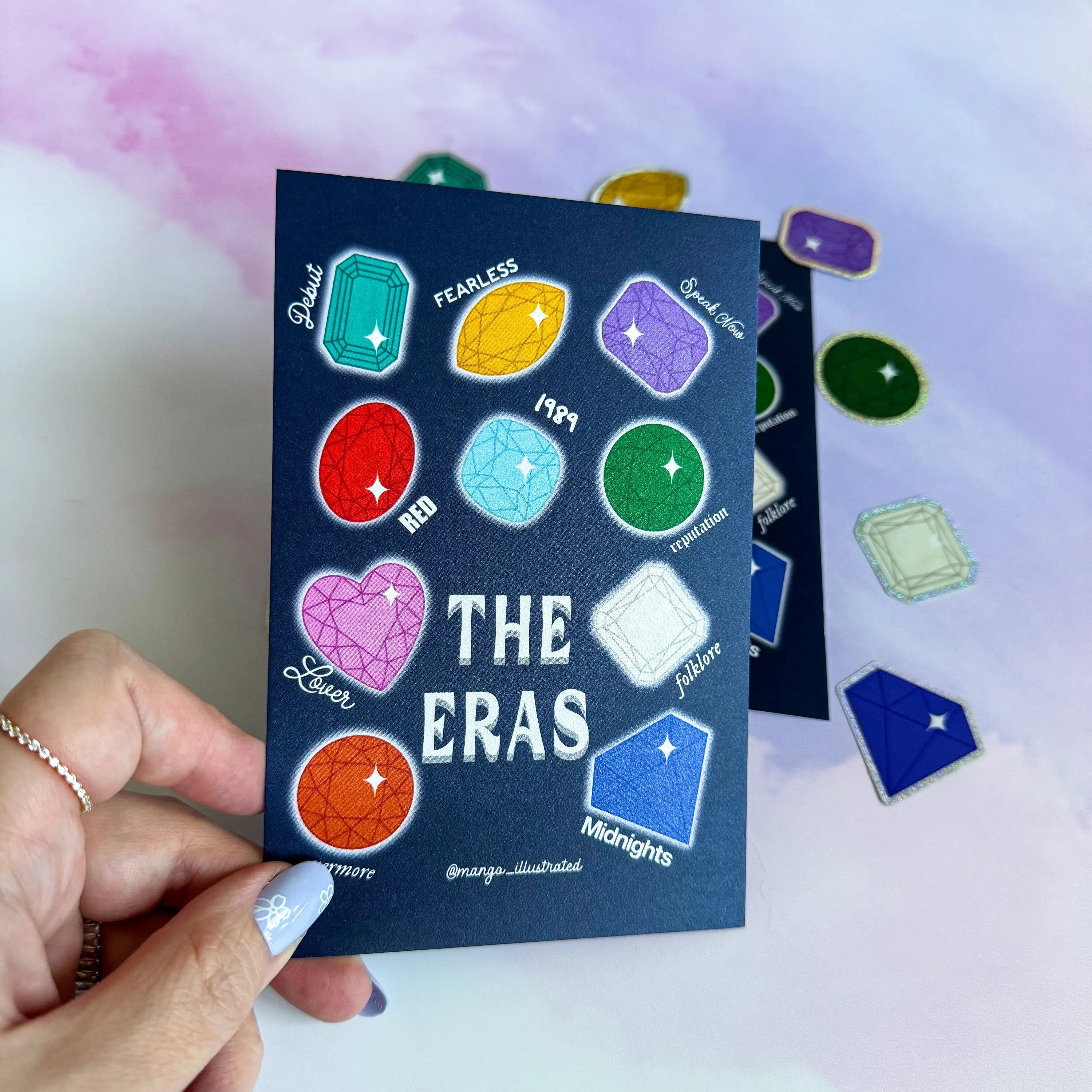 Eras Tour Gems sparkle sticker set with mini art print MangoIllustrated