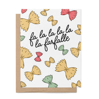 Fa La La Farfalle card — festive farfalle pasta illustration holiday card by MangoIllustrated