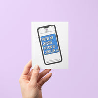 Favorite Person to Complain To card styled — funny birthday card for best friend by MangoIllustrated