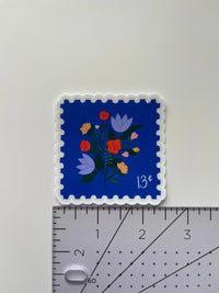 Folk florals postage stamp sticker MangoIllustrated