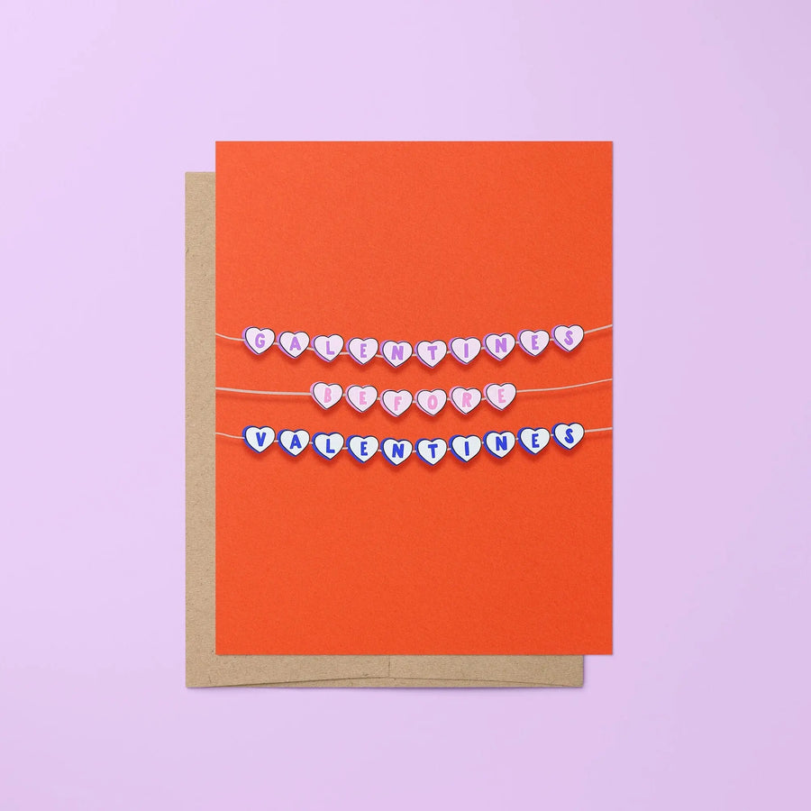 Galentines before Valentines friendship bracelet greeting card MangoIllustrated