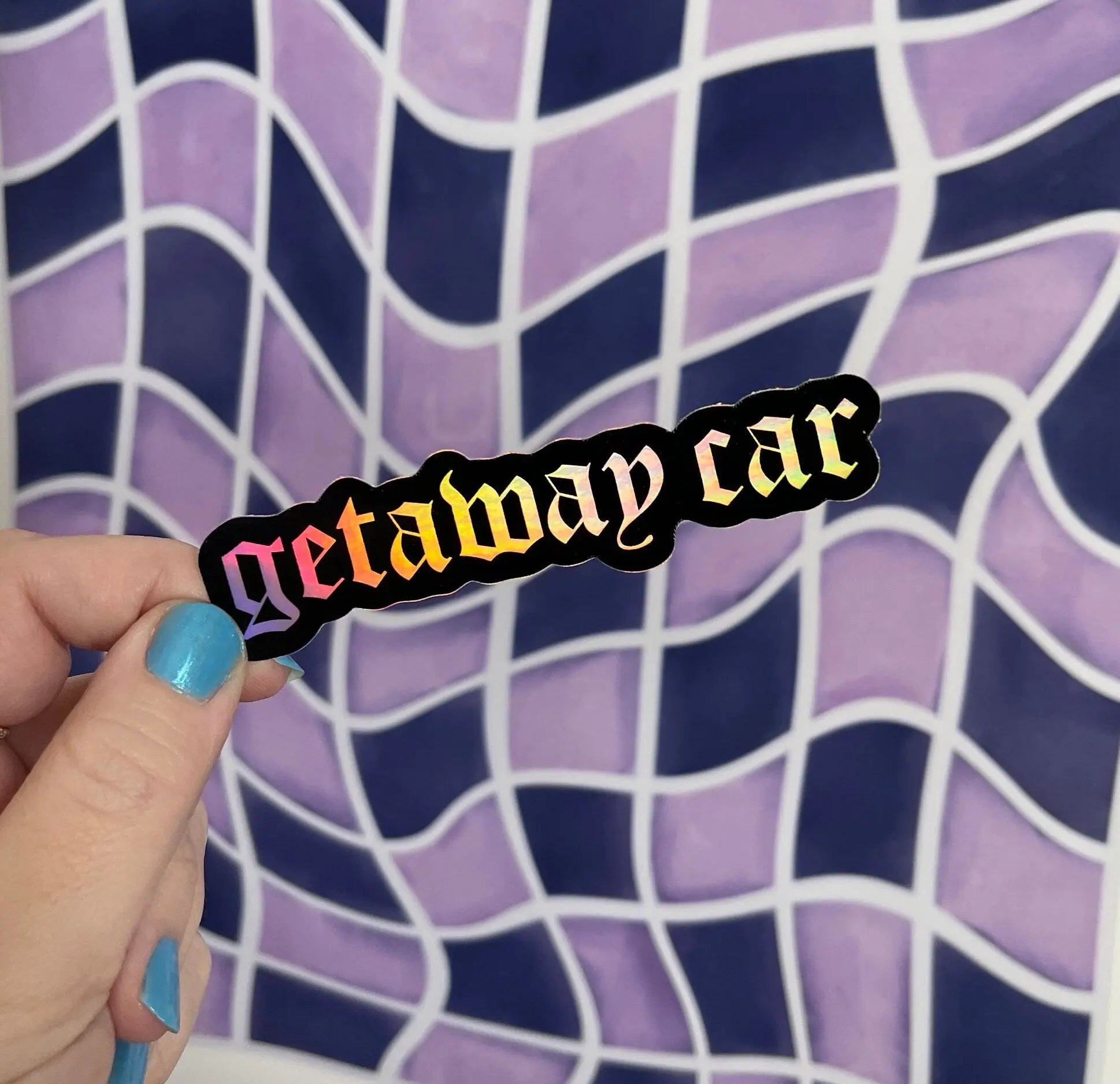 Getaway Car holographic sticker MangoIllustrated