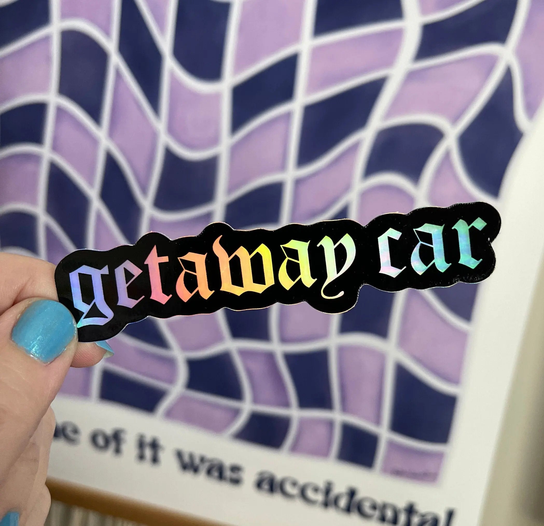 Getaway Car holographic sticker MangoIllustrated