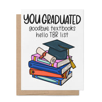 Bookish Graduation Card styled — illustrated grad card for book lovers by MangoIllustrated