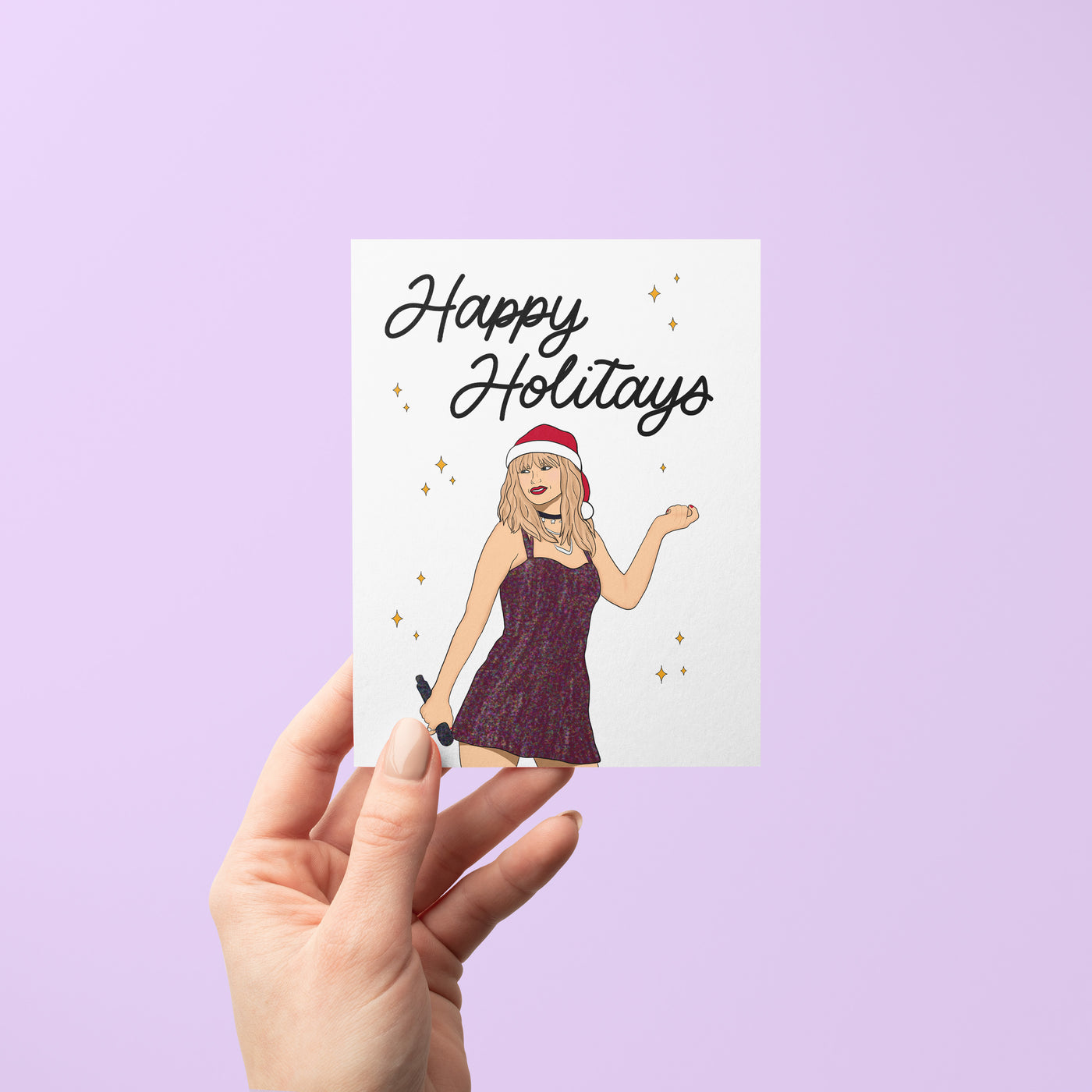 Happy Holitays card detail — hand lettered holiday greeting by MangoIllustrated