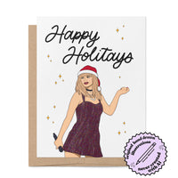 Happy Holitays card — hand lettered Swiftie holiday card by MangoIllustrated