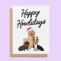Happy Howlidays card styled — illustrated holiday card for dog parents by MangoIllustrated
