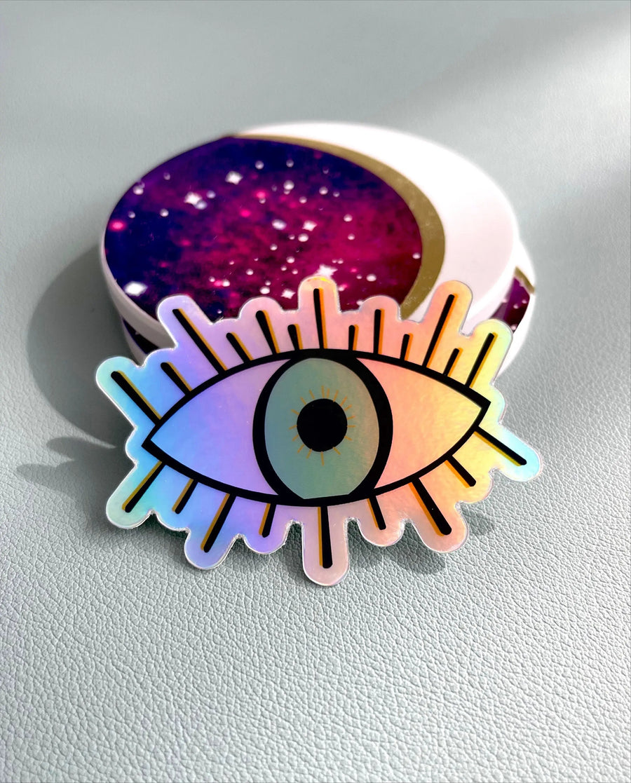 Holographic Evil Eye sticker MangoIllustrated