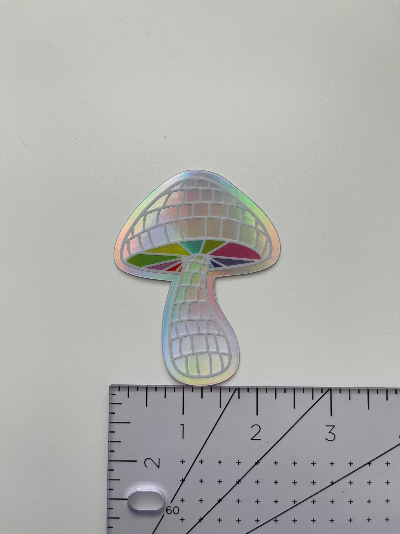 Holographic disco ball mushroom sticker MangoIllustrated