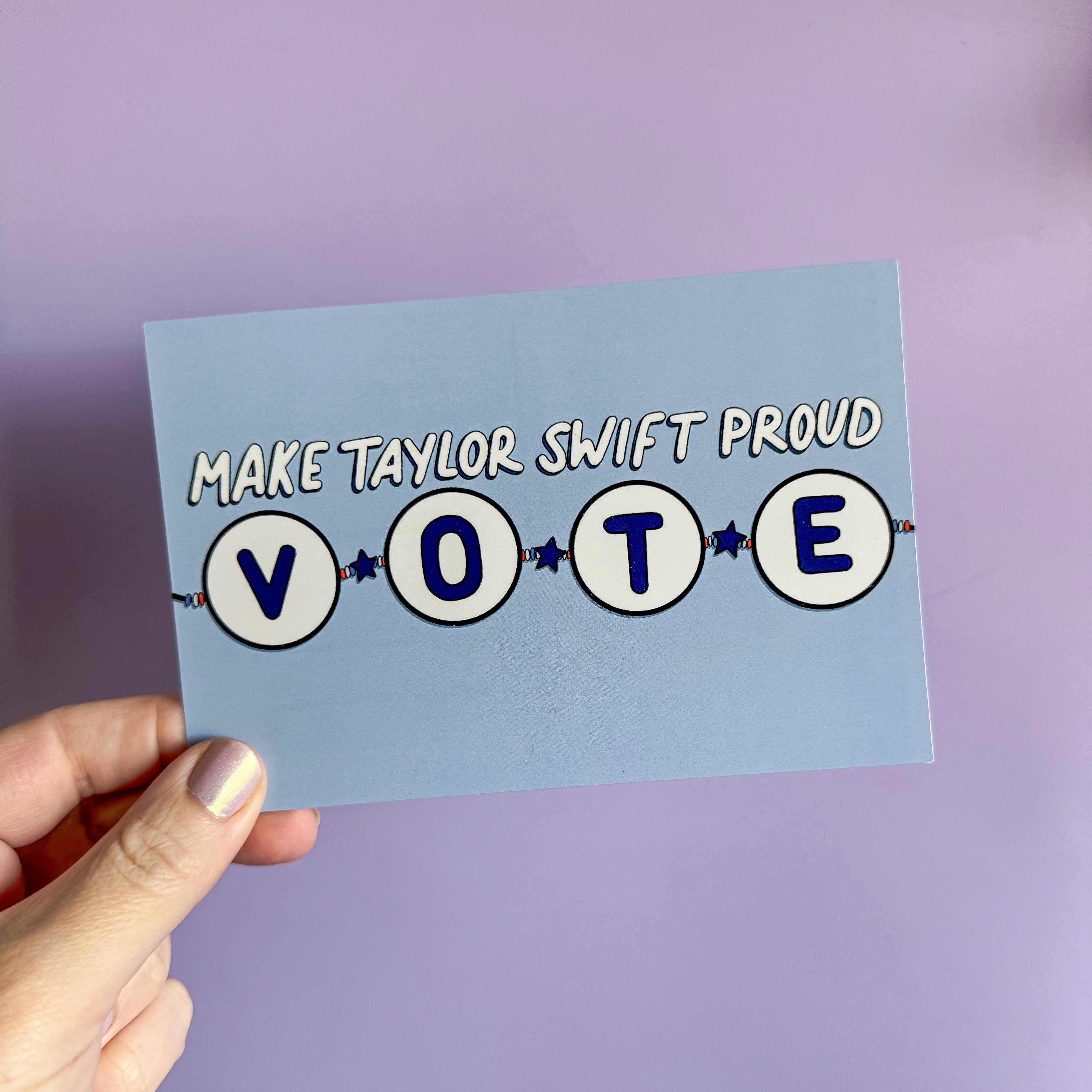 Make Taylor proud VOTE friendship bracelet postcard