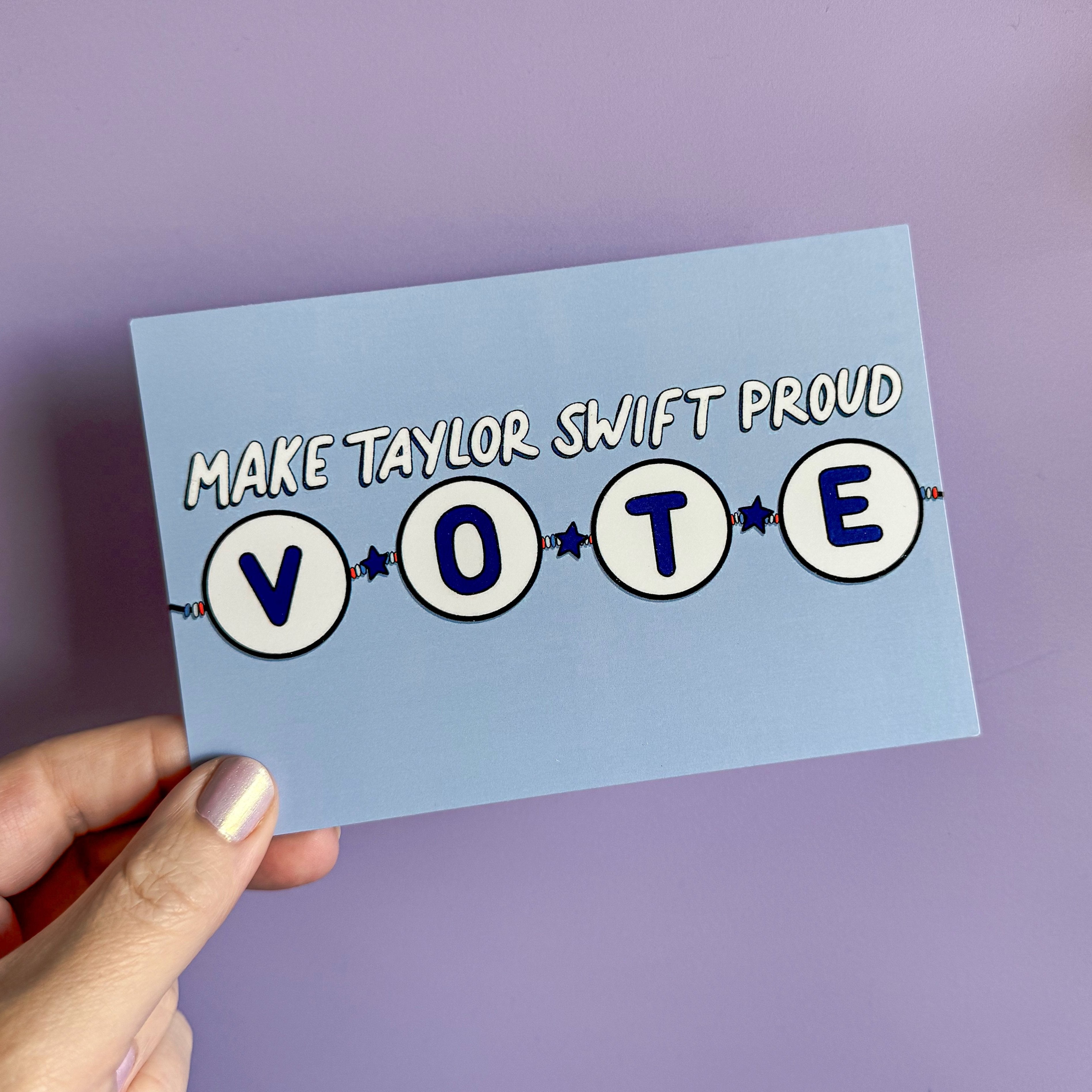 Make Taylor proud VOTE friendship bracelet postcard