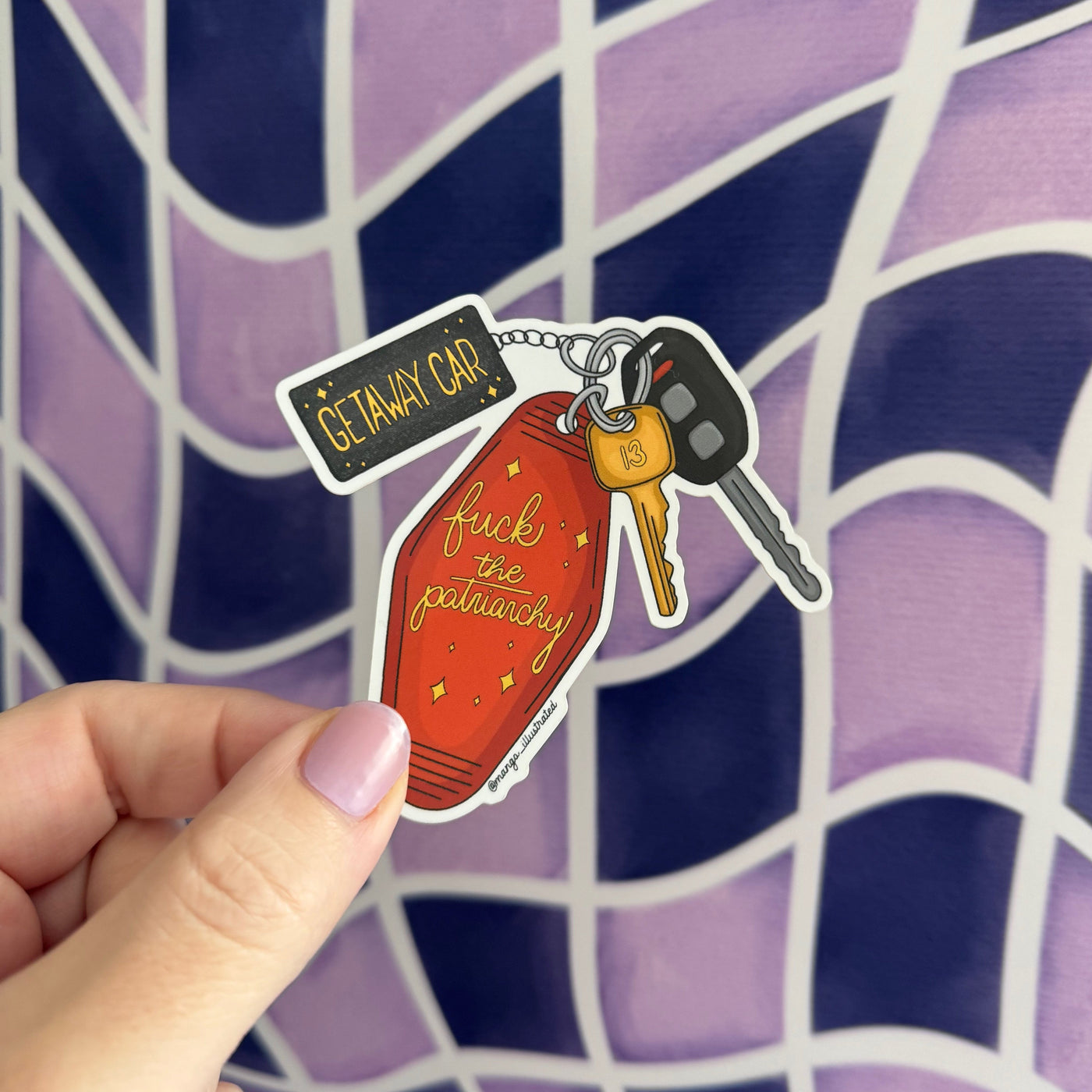 F the Patriarchy Getaway Car Keychain Sticker