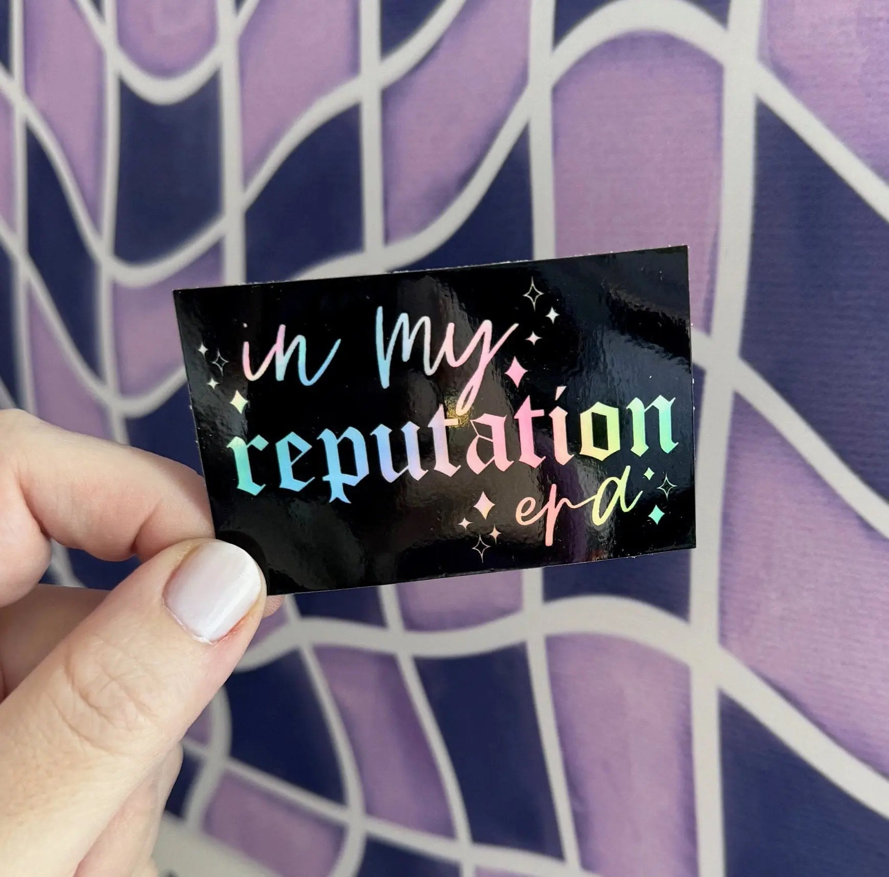 In my reputation era holographic rectangle sticker MangoIllustrated