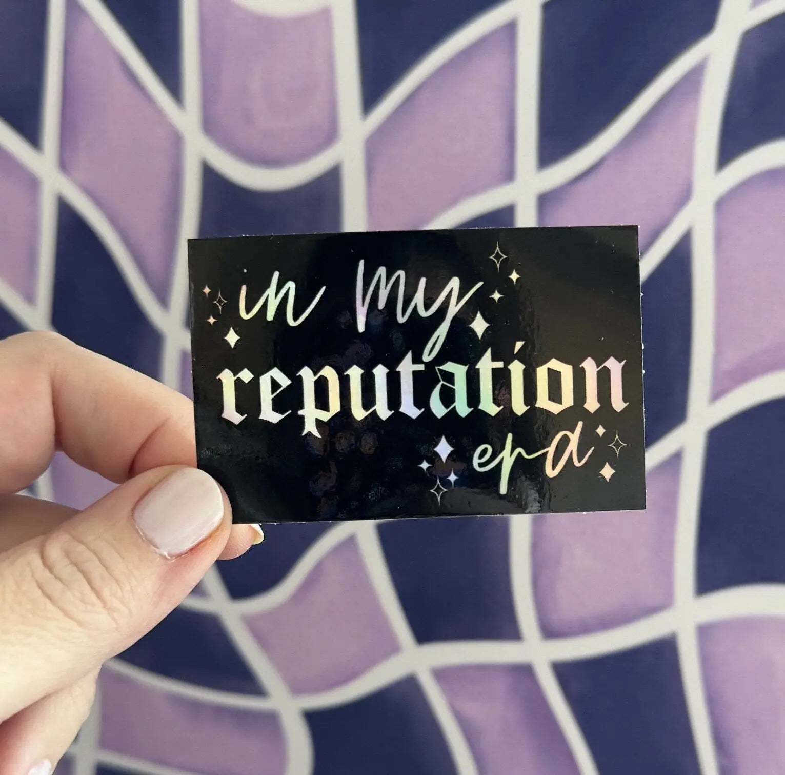 In my reputation era holographic rectangle sticker MangoIllustrated