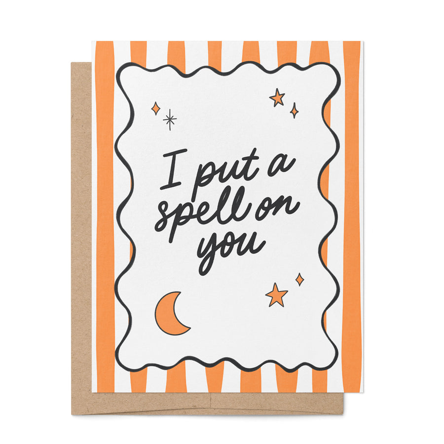 I Put a Spell On You Halloween Card — hand lettered witchy greeting card by MangoIllustrated