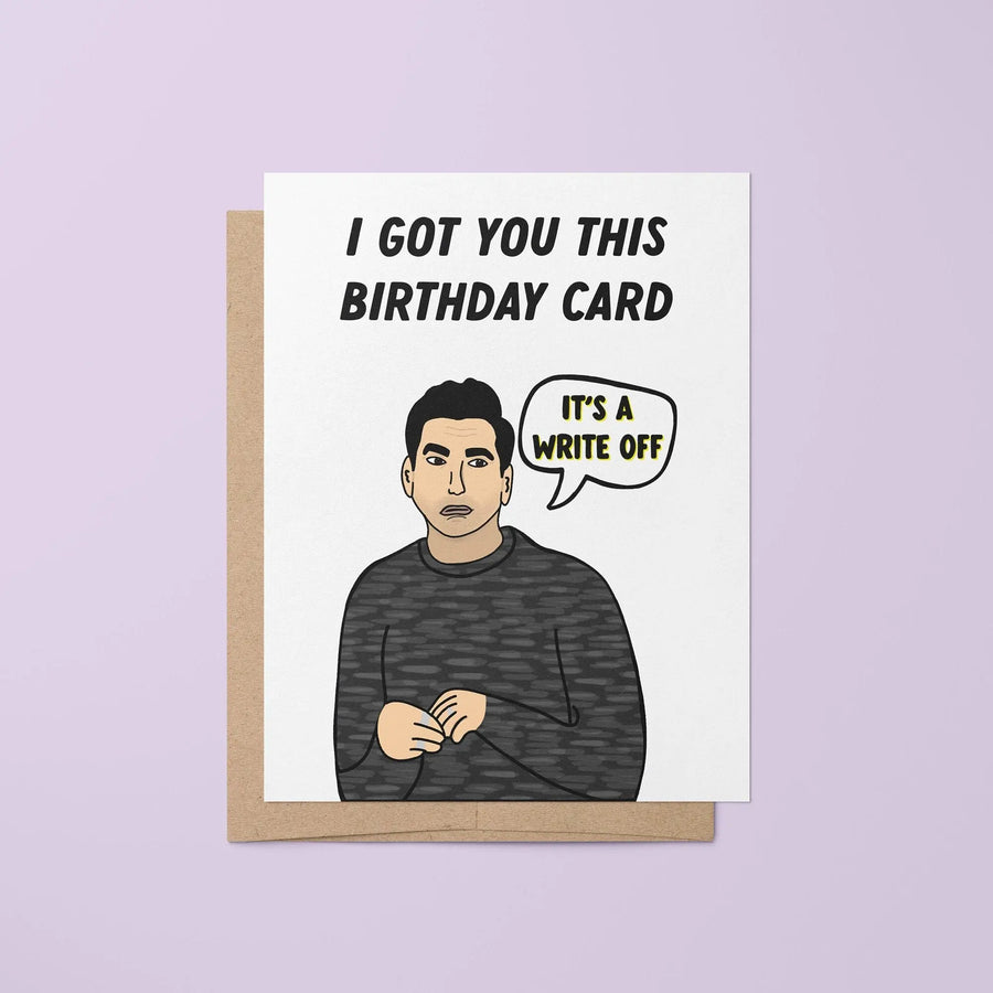 It's a write off David Rose birthday card MangoIllustrated