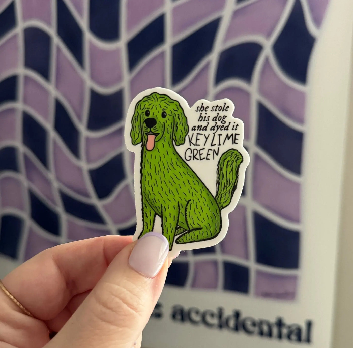 Key Lime Green Dog sticker MangoIllustrated