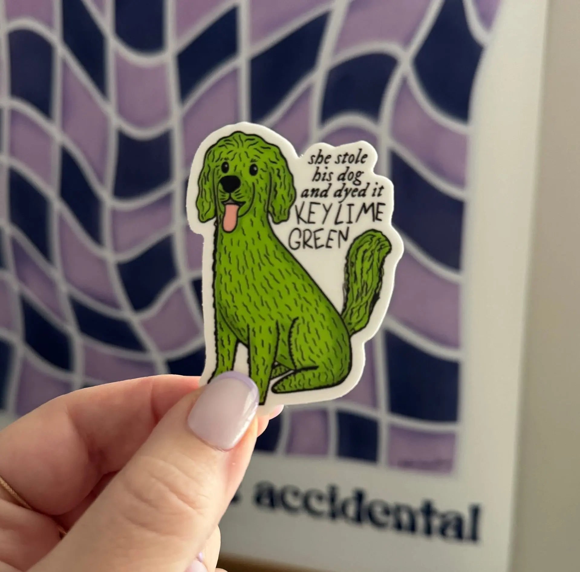 Key Lime Green Dog sticker MangoIllustrated