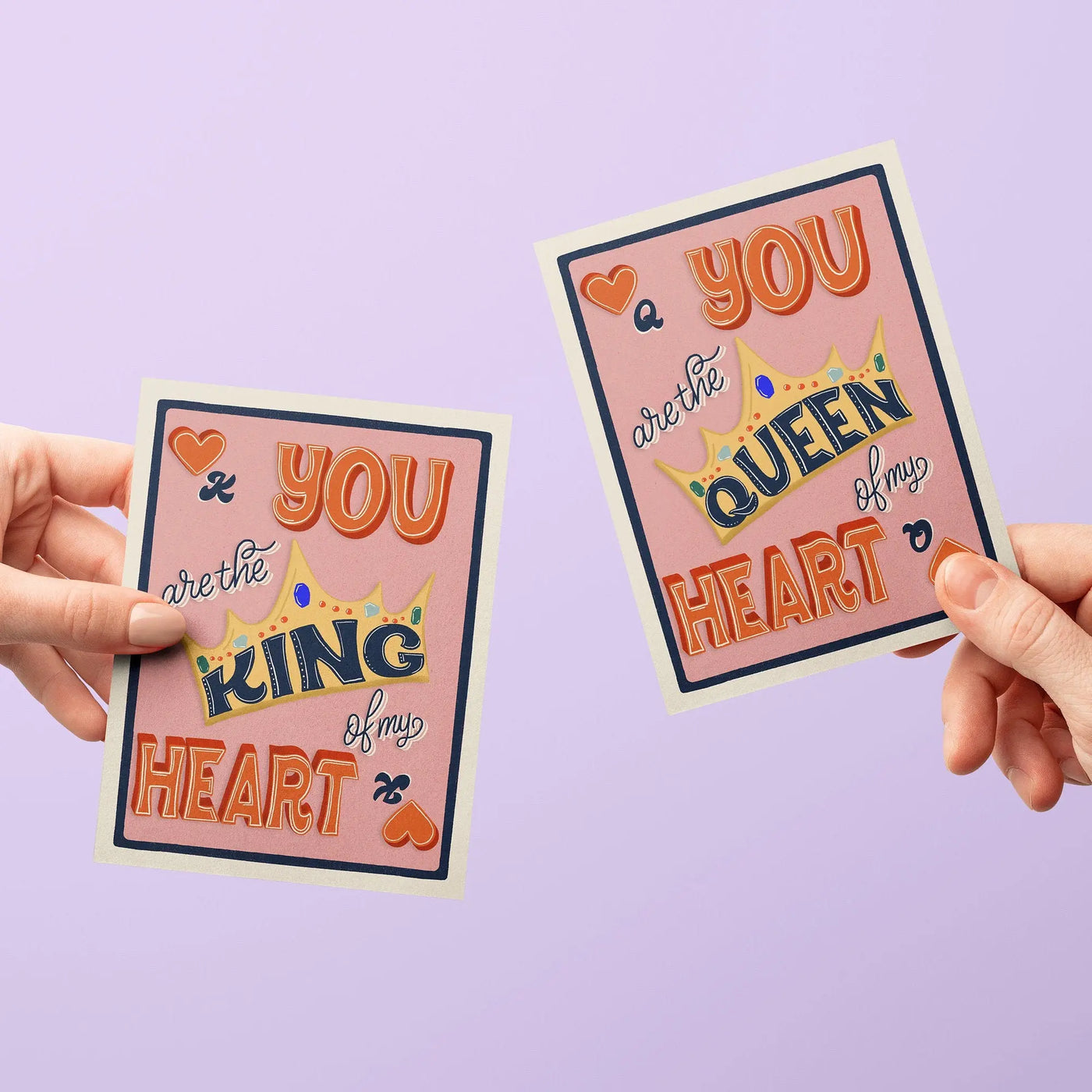 King of My Heart Queen of My Heart greeting card MangoIllustrated